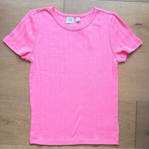 GAP T-Shirt Textured Knit Pointelle Pink Girls XXL NWT